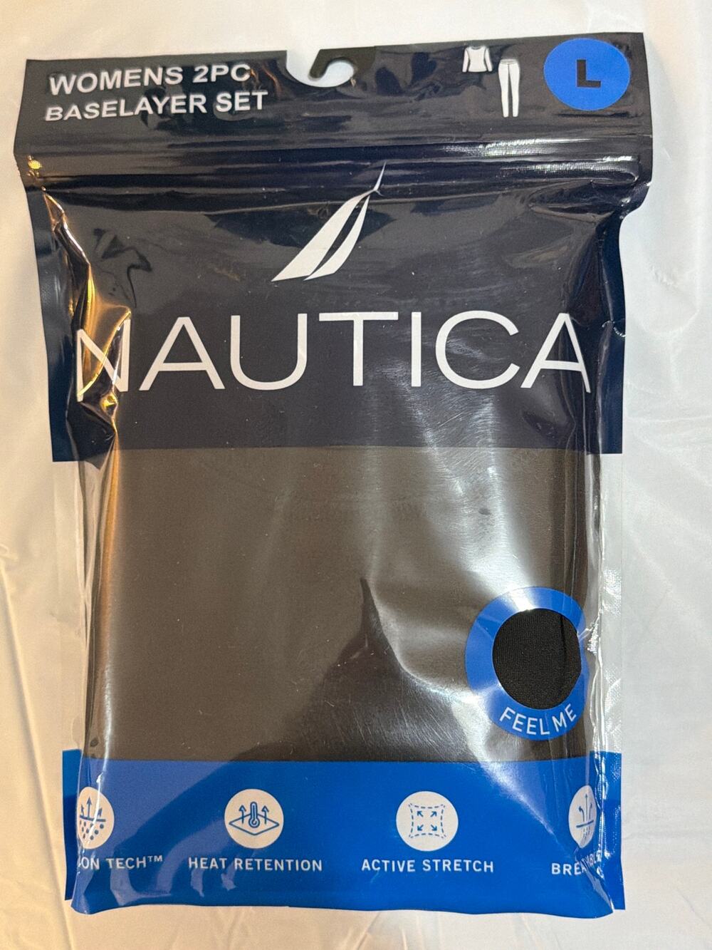 Nautica Women's 2-Piece Baselayer Set Size L Black Thermal Long Johns New